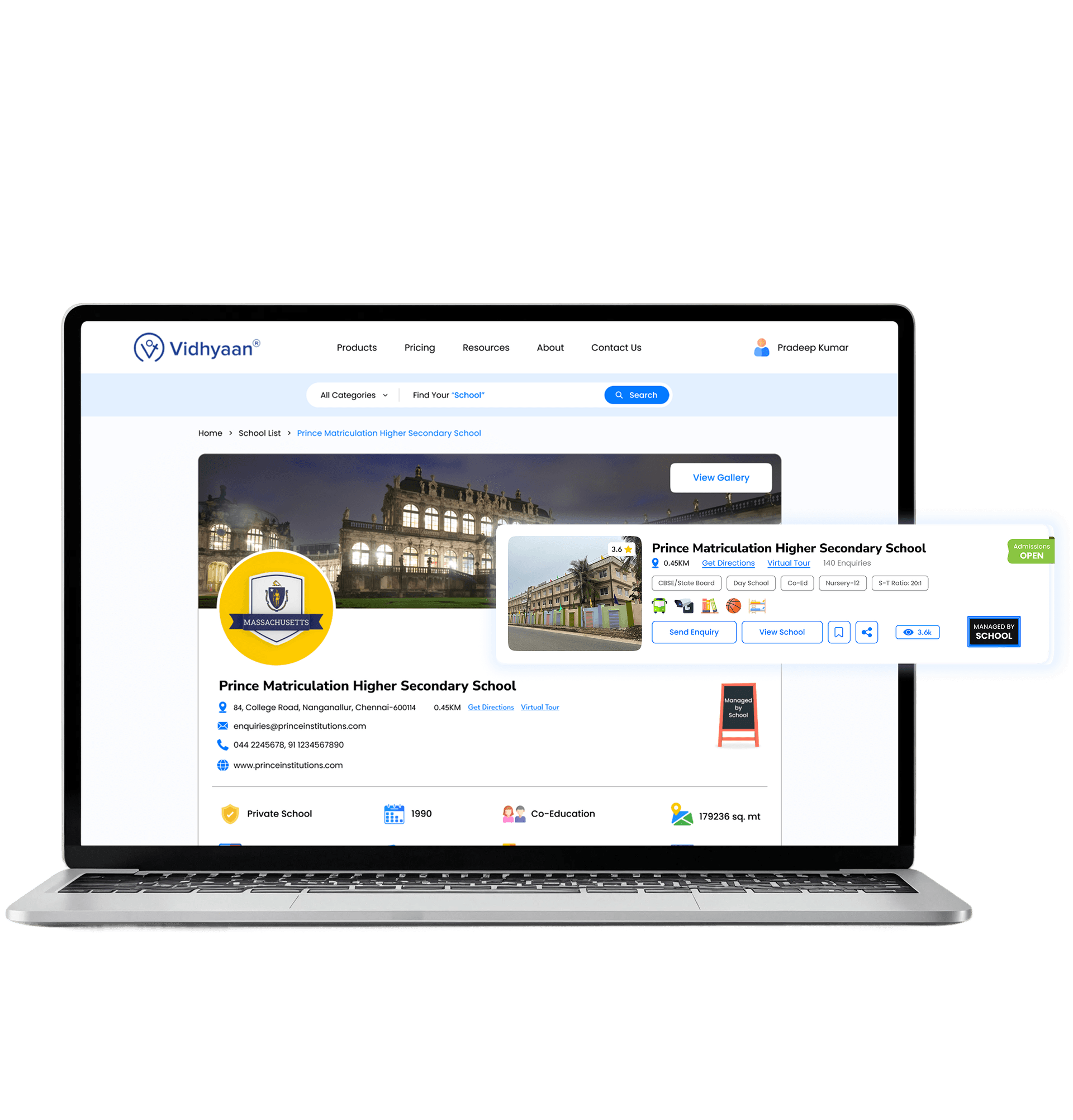 School profile dashboard preview